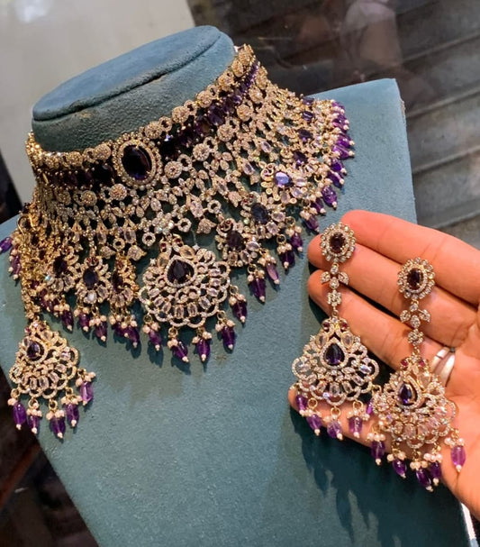 Victorian Bridal Choker With Earring & Mangteeka