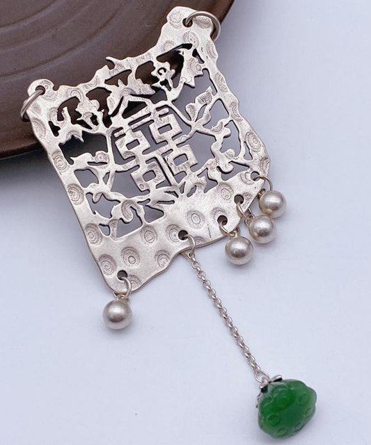 Stonecart's Sterling Silver Jade Tassel Lariat Necklace