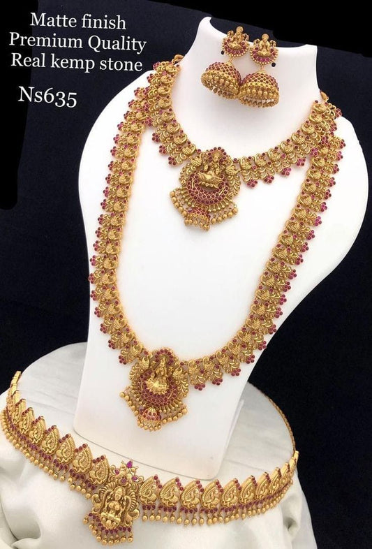 STONECART Alloy Gold-Polished Red Jewellery Combo Set