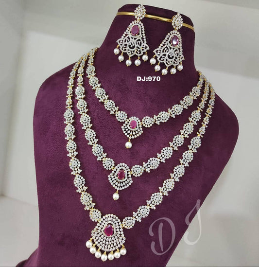 Sparkling Gold Plated AD Necklace Set For Women