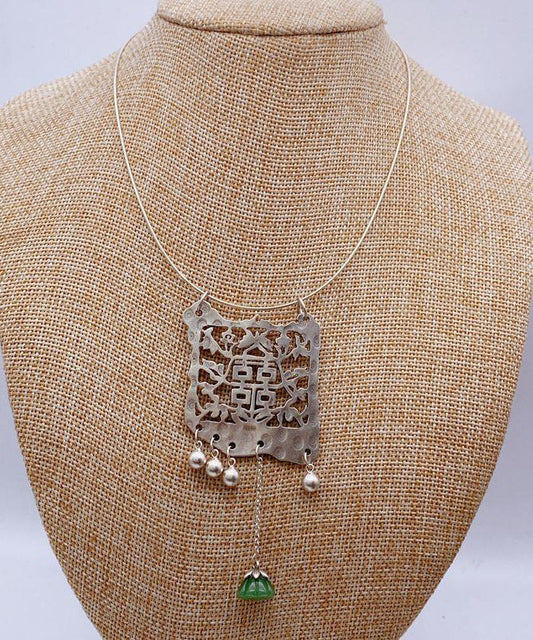Stonecart's Sterling Silver Jade Tassel Lariat Necklace