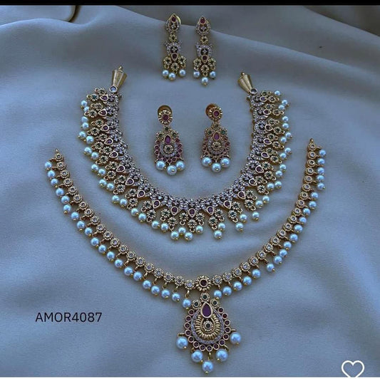Double Lyer Party Wear Heavy Necklace Set