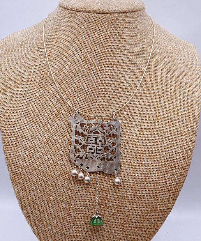 Stonecart's Sterling Silver Jade Tassel Lariat Necklace