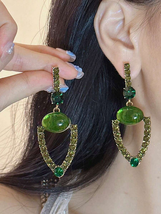 Awasome Green Pharaoh Glass Beaded Earrings