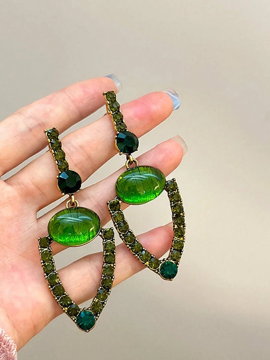 Awasome Green Pharaoh Glass Beaded Earrings