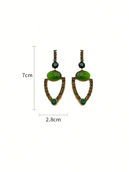 Awasome Green Pharaoh Glass Beaded Earrings